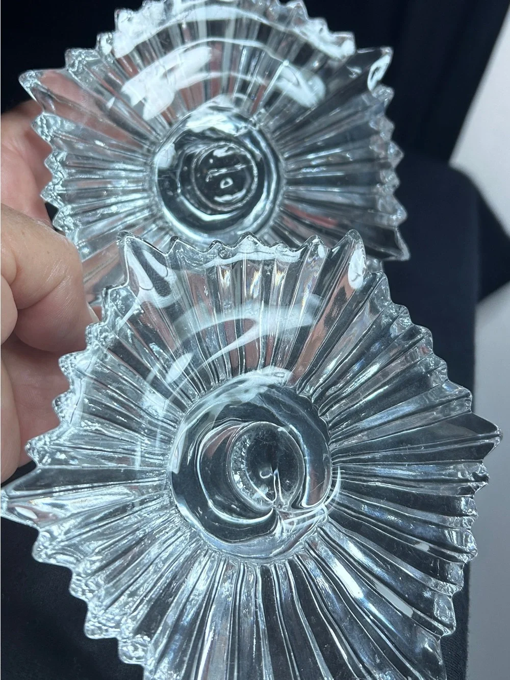 Set of Vtg Mikasa Crystal Motion Starburst Art Glass Candle Holders Austria